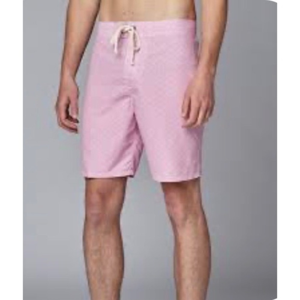 Strong Boalt Palm Beach Mens‎ Pink Geometric Maze Swim Trunks Board Shorts 34